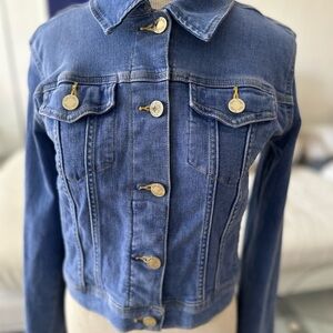 Lilly Pulitzer Blue Jean Jacket with Gold Accents